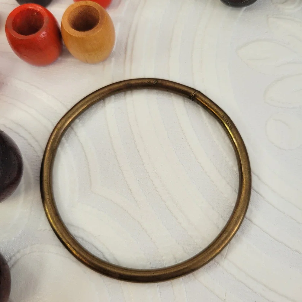Vintage Macrame Jewelry Crafting Wood Bead Lot 88 Beads‎ Metal Ring MCM